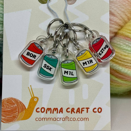 Knitting Stitch Markers - Soda Beer Helpful BOR Trendy Fun