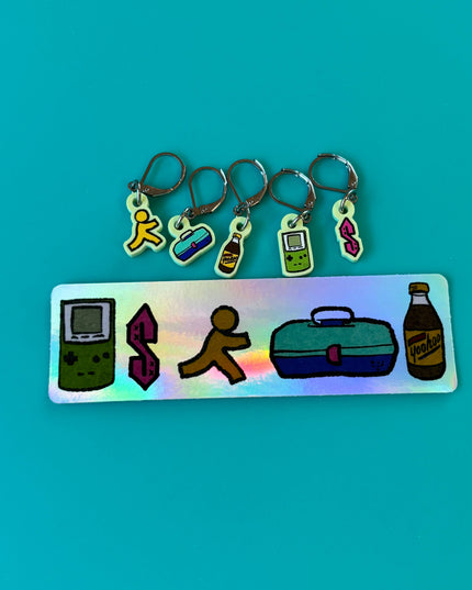 Knitting and Crochet Stitch Markers - 90s Kid Icons Retro