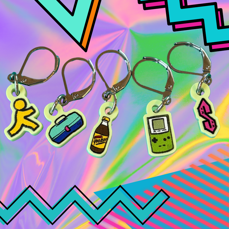 Knitting and Crochet Stitch Markers - 90s Kid Icons Retro
