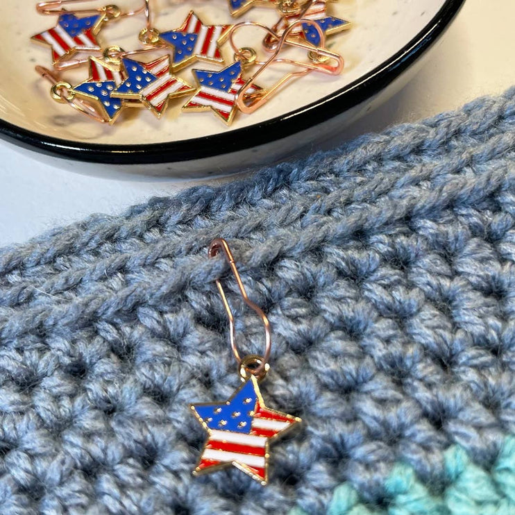 Star Spangled Stitch Markers - set of 10