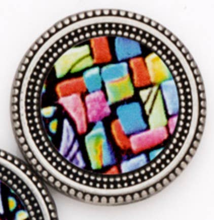 Stained Glass Image Magnet Button Pin Set