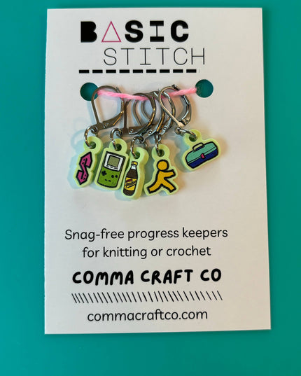 Knitting and Crochet Stitch Markers - 90s Kid Icons Retro
