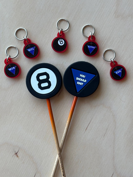 Knitting Stitch Markers - Magic 8 Ball Helpful BOR Set