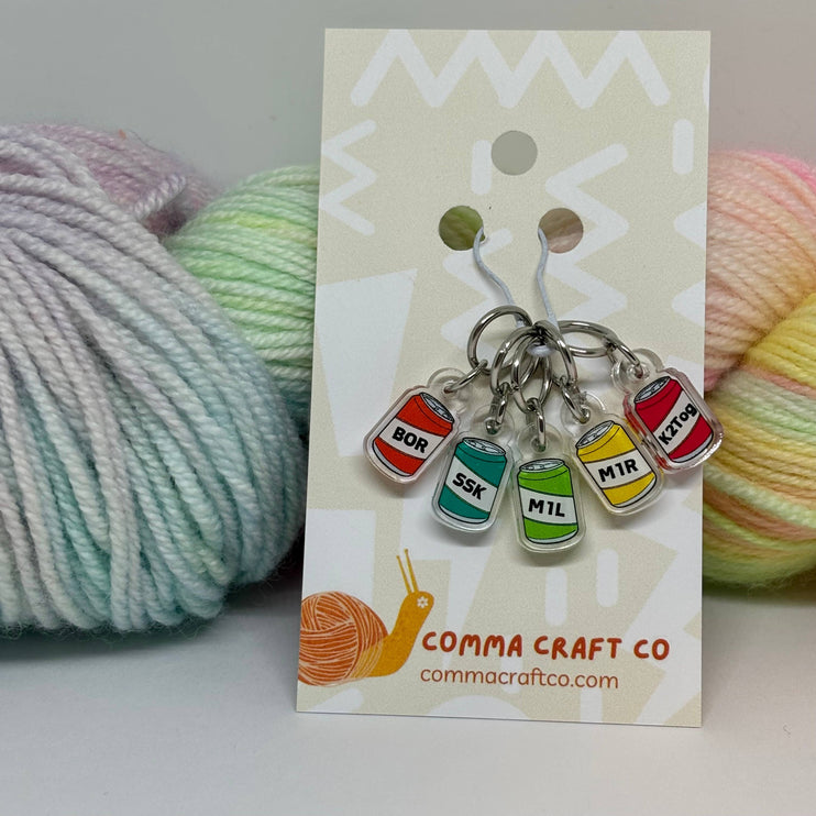 Knitting Stitch Markers - Soda Beer Helpful BOR Trendy Fun