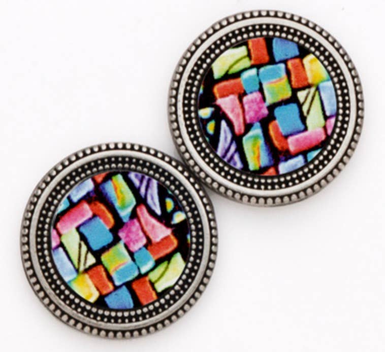 Stained Glass Image Magnet Button Pin Set