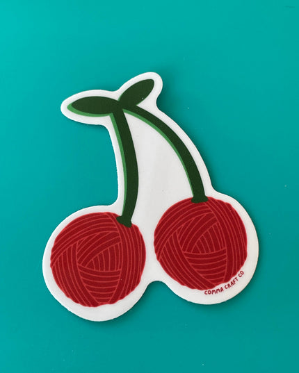 Vinyl Sticker Yarn Cherries Knitting Crochet Spinning Fruit