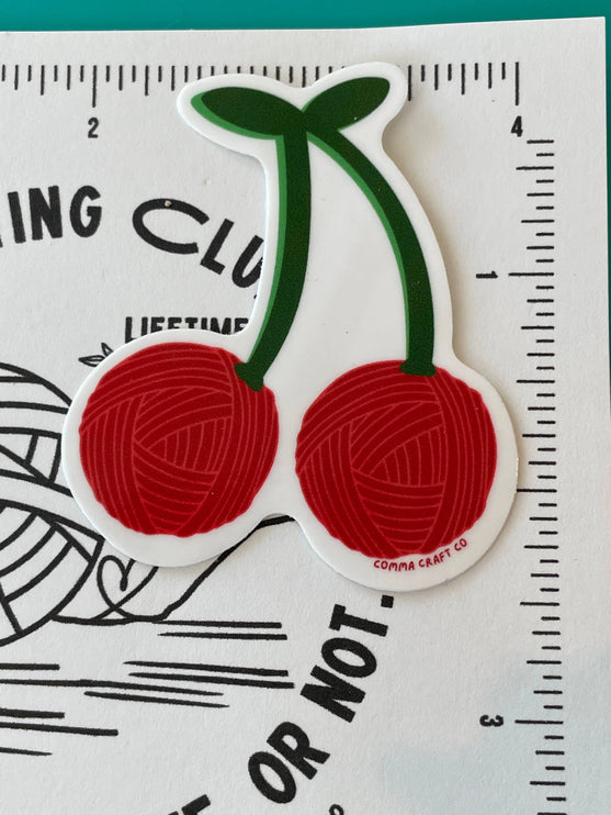 Vinyl Sticker Yarn Cherries Knitting Crochet Spinning Fruit