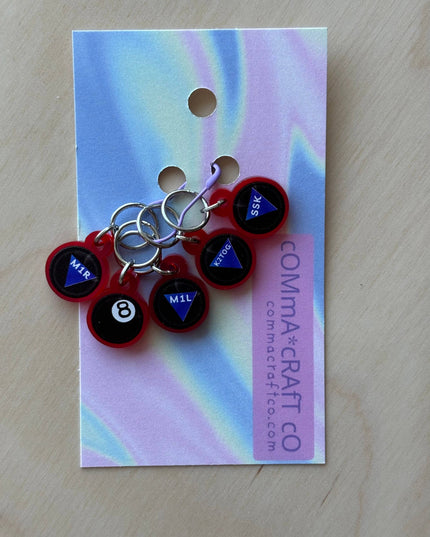 Knitting Stitch Markers - Magic 8 Ball Helpful BOR Set