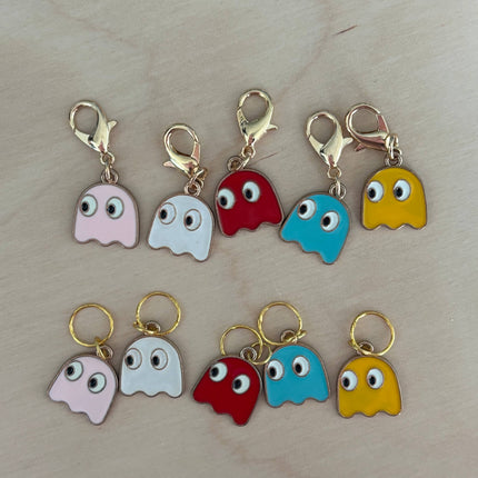 Knitting and Crochet Stitch Markers - 80s Game Ghost Retro