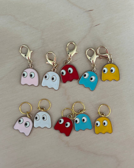Knitting and Crochet Stitch Markers - 80s Game Ghost Retro