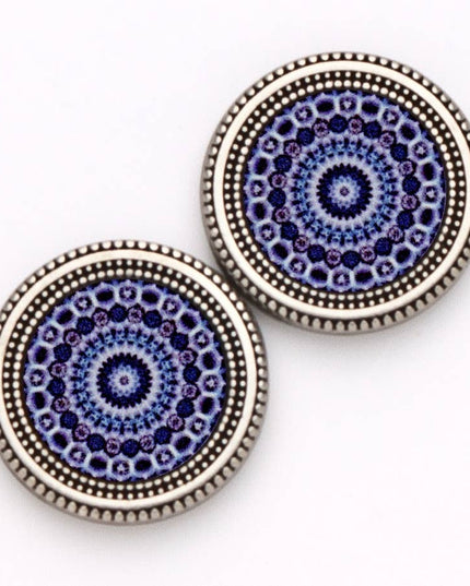 Blue Mandala Image Magnet Button Pin Set
