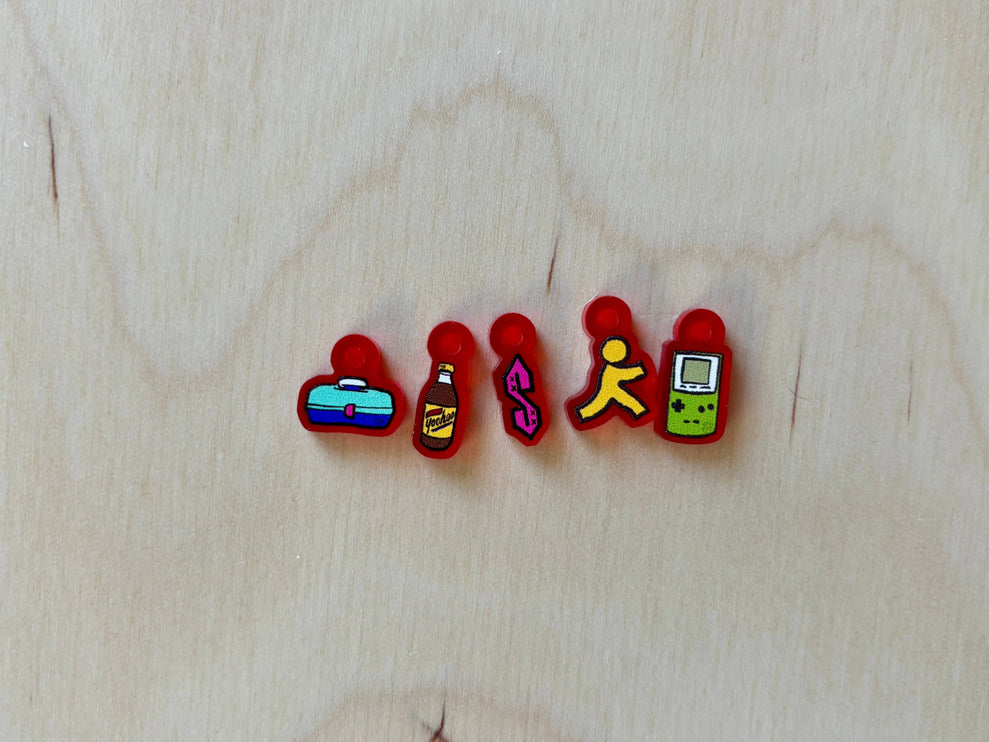 Knitting and Crochet Stitch Markers - 90s Kid Icons Retro