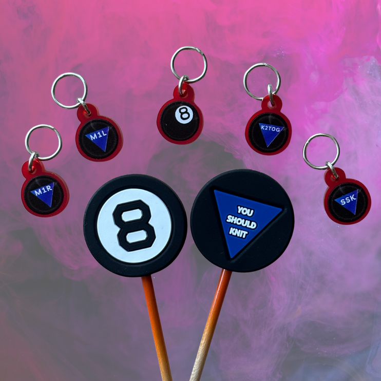Knitting Stitch Markers - Magic 8 Ball Helpful BOR Set