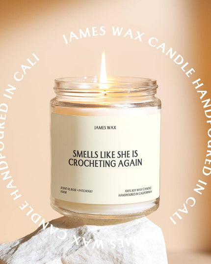 She is Crocheting Again Candle