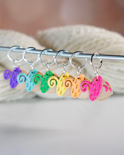 Set of 6 Stitch Markers : Whimsical Acorns