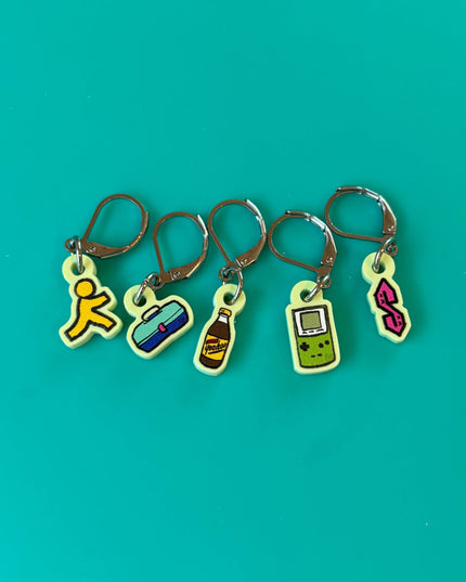 Knitting and Crochet Stitch Markers - 90s Kid Icons Retro