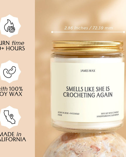 She is Crocheting Again Candle