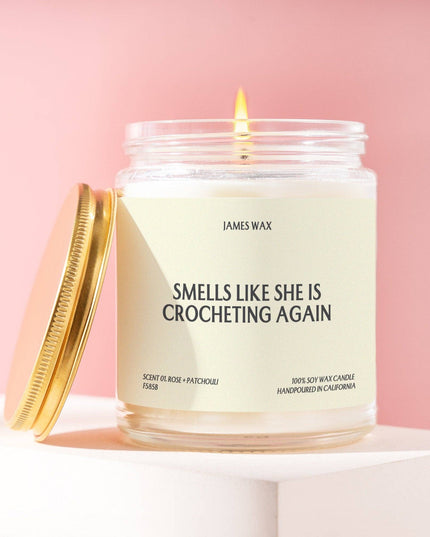 She is Crocheting Again Candle